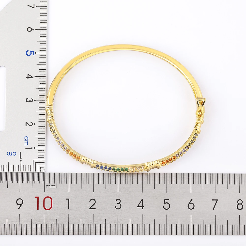 Nidin New Design Light Luxury Colorful Zircon Bangle For