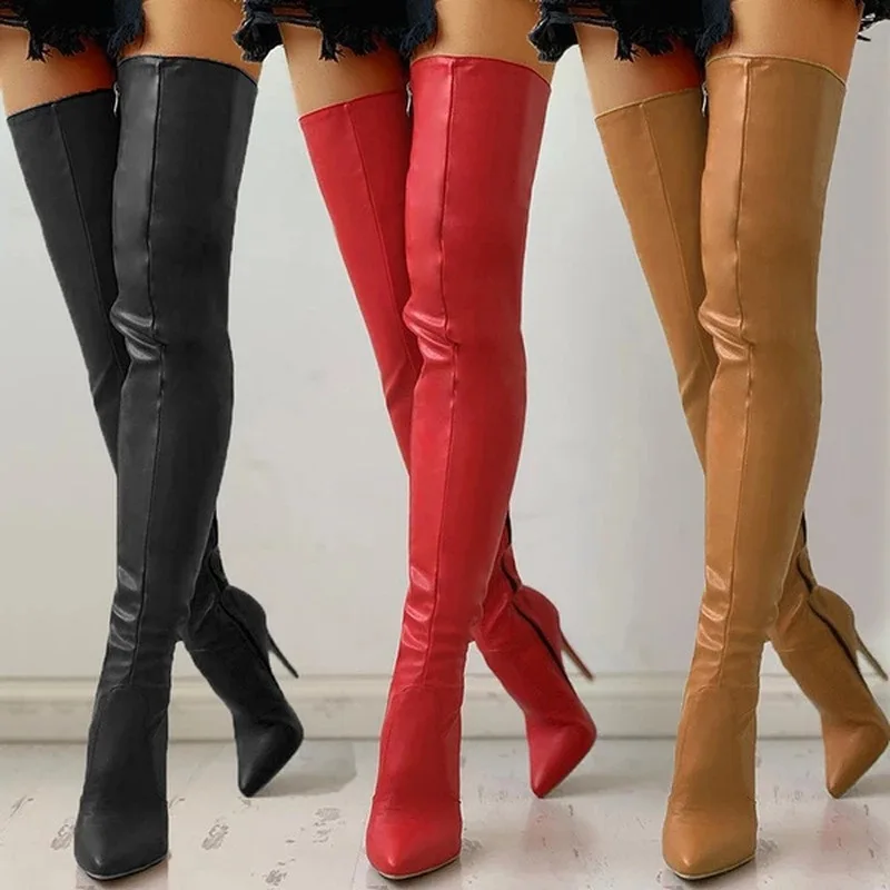 

Big Size Sexy Stretch Toe Women Over Knee High Boots Thigh High Women Stiletto High Heel long Booties