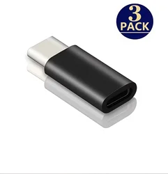 Universal Lightning to USB - C Charger Adapter for iPhone and iPad - Data Sync and Charging Connector (Black 3pcs)