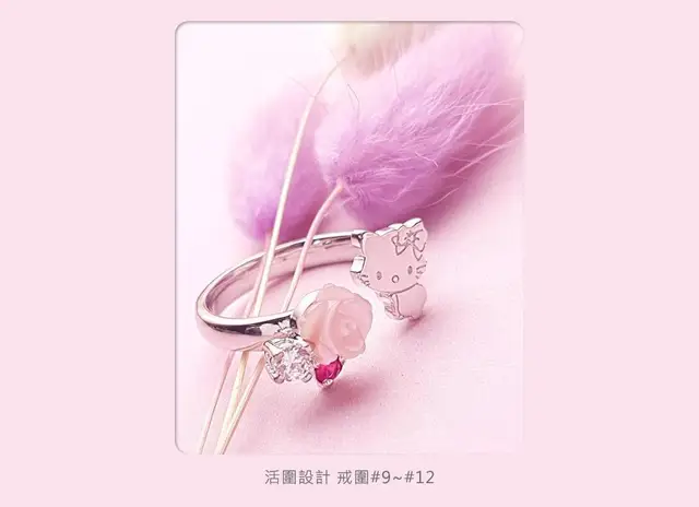 TAKARA TOMY 925 Sterling Silver Hello Kitty Diamond Rose Open Adjustable Ring Girls Sweet Hand Jewelry 4