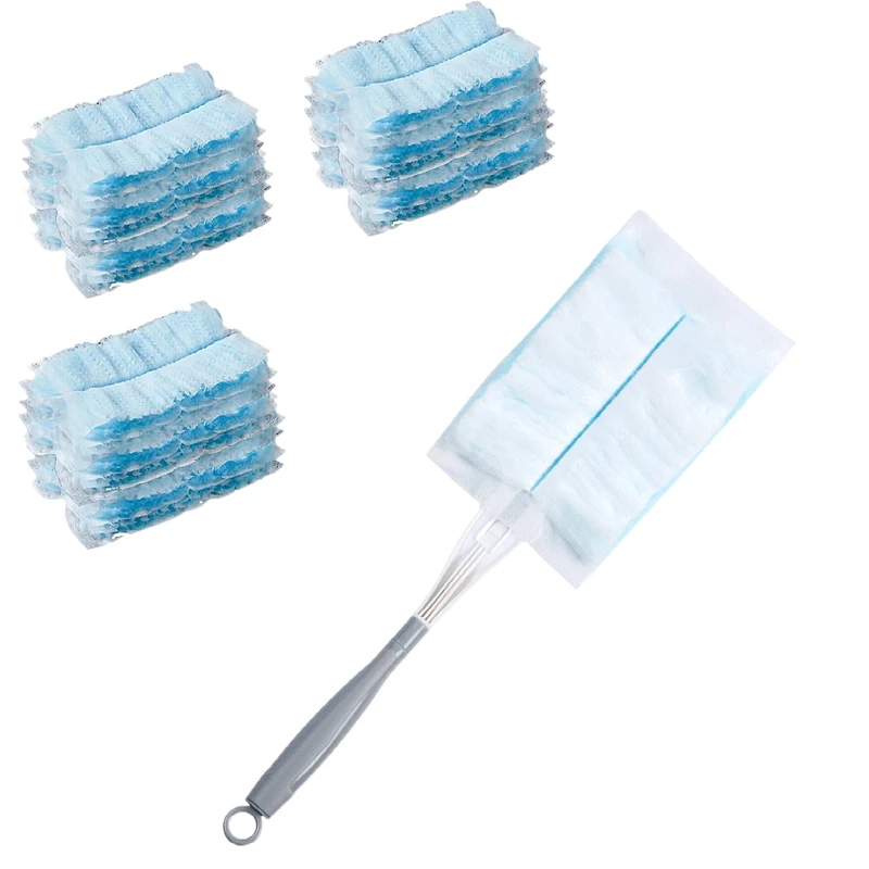 30 Pieces Duster with handle Refills Disposable Duster Refills Compatible for Swiffer Duster Easy To Use Blue