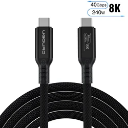 High-Speed Thunderbolt 4 USB4 Cable - 40Gbps Data Transfer, 8K UHD Video, 240W Power Delivery - 1m (TB4 40G240W8K Black)