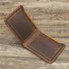 100% Leather Men's Wallet Bifold Retro Brown Wallet for Men Leather Genuine 2