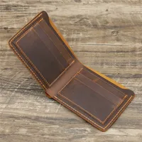 100% Leather Men's Wallet Bifold Retro Brown Wallet for Men Leather Genuine 2