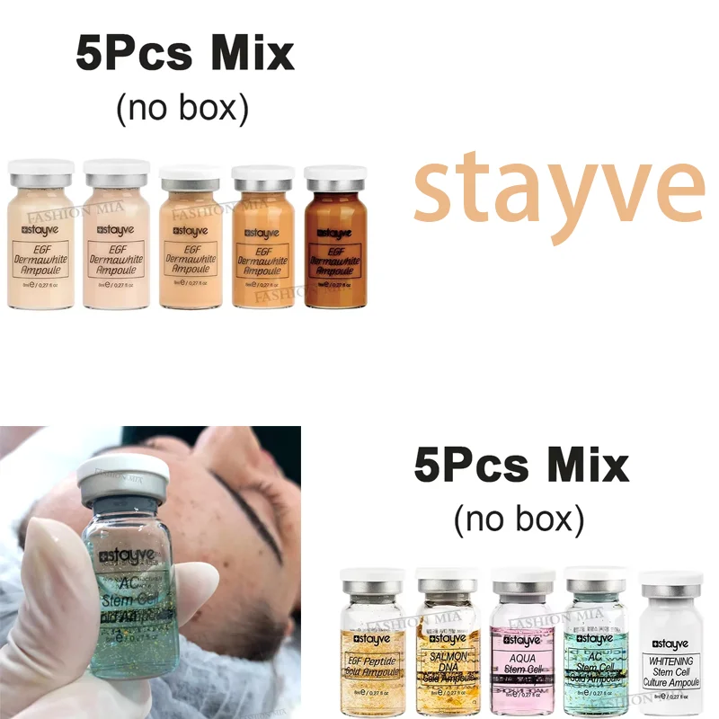 5vials 8ml Stayve BB Cream Glow Liquid Foundation Hyaluronic Acid Serum Essence Skin Care Face  Moisturise Makeup Cosmetic