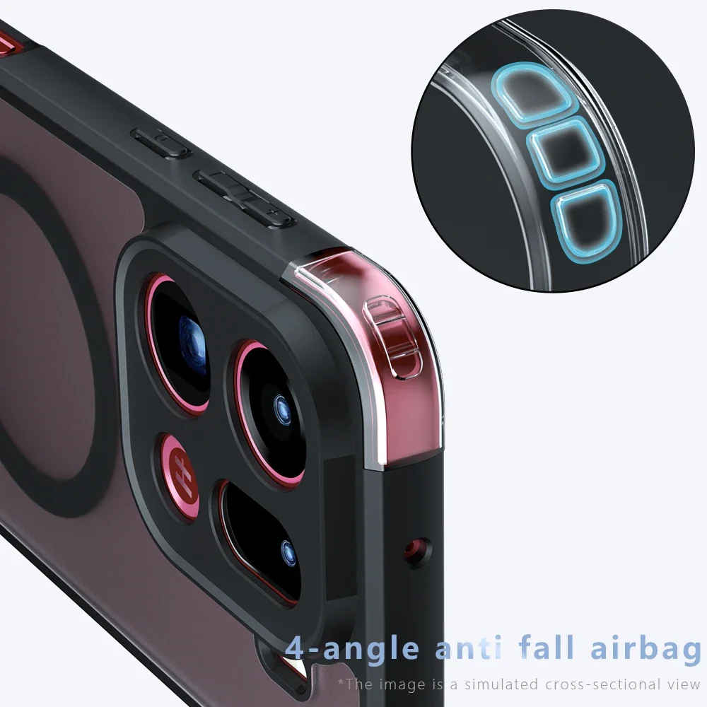 Shockproof Magnetic Matte Phone Case with Soft TPU Frame and Hard Plastic Back Cover