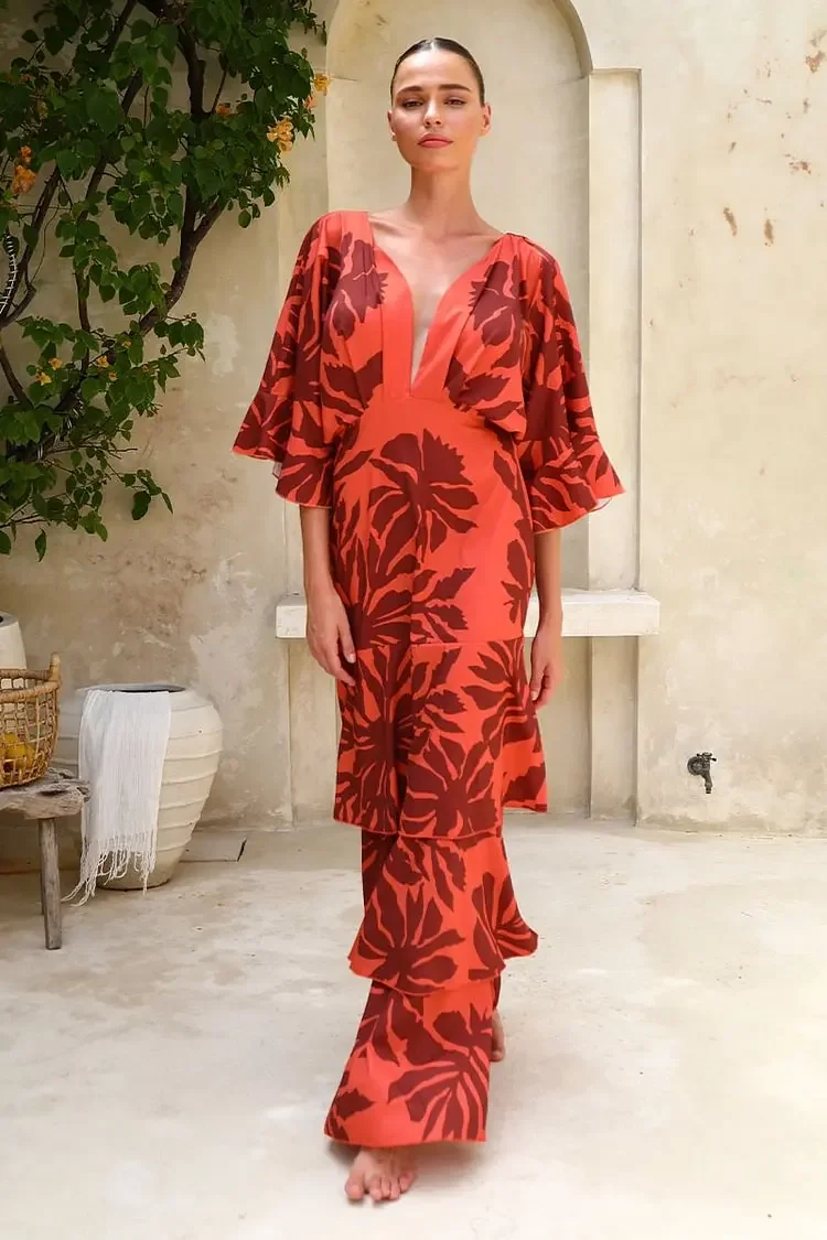 FLAXMAKER ماكسي فستان طويل المرأة مثير بلا أكمام ك...