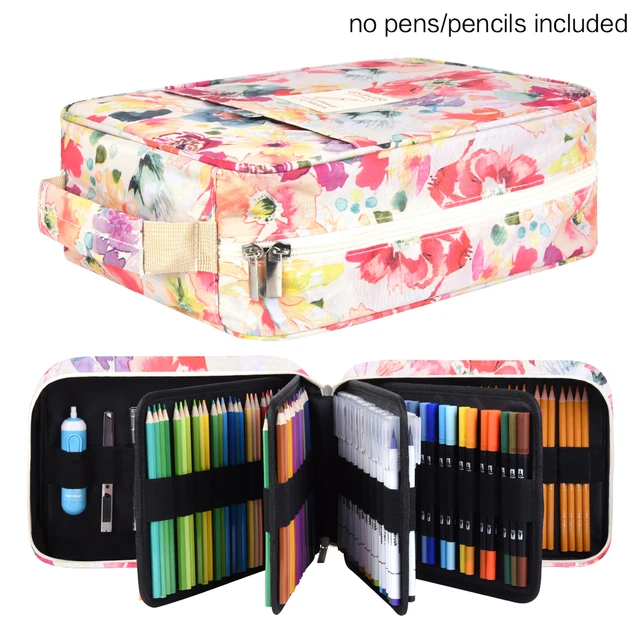 Pencil Case Holder Slot - Holds 260 Colored Pencils or 180 Gel Pens with  Zipper Closure ,Large Capacity Polyester Pen Organizer for Watercolor Pens  or