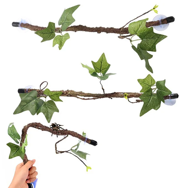 Hüllómászó Szőlő 2Pcs Terrárium Növényi Dekoráció Szívópohár Műanyagok Ágakkal Pet Tank Élőhely Dekorációja