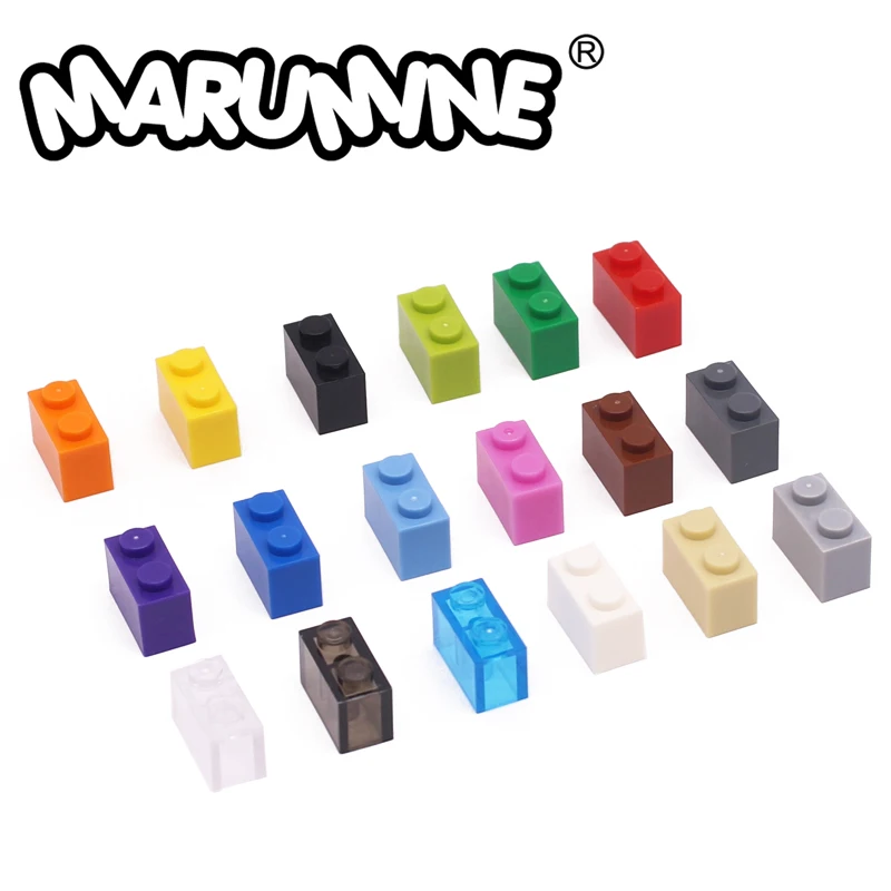 MARUMINE 200PCS/Lot 1x2 Dots Cube MOC Bricks 3004 Learning Building Blocks Accessories Parts DIY Compatible All Major Brands