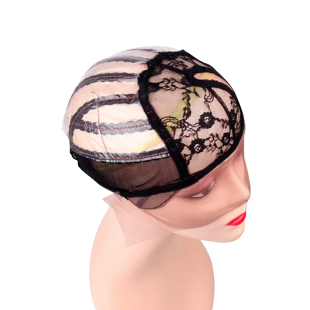 Plastic Lace Net Wig Caps Black and Beige Color for Making Wigs Stretch Lace Weaving Cap with Adjustable Straps 1Pcs,wig caps