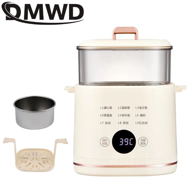 DMWD Electric Egg Steamer Multifunction Egg Boiler Water Separated Slow Cooker Household Timing Food Steamer Breakfast Machine