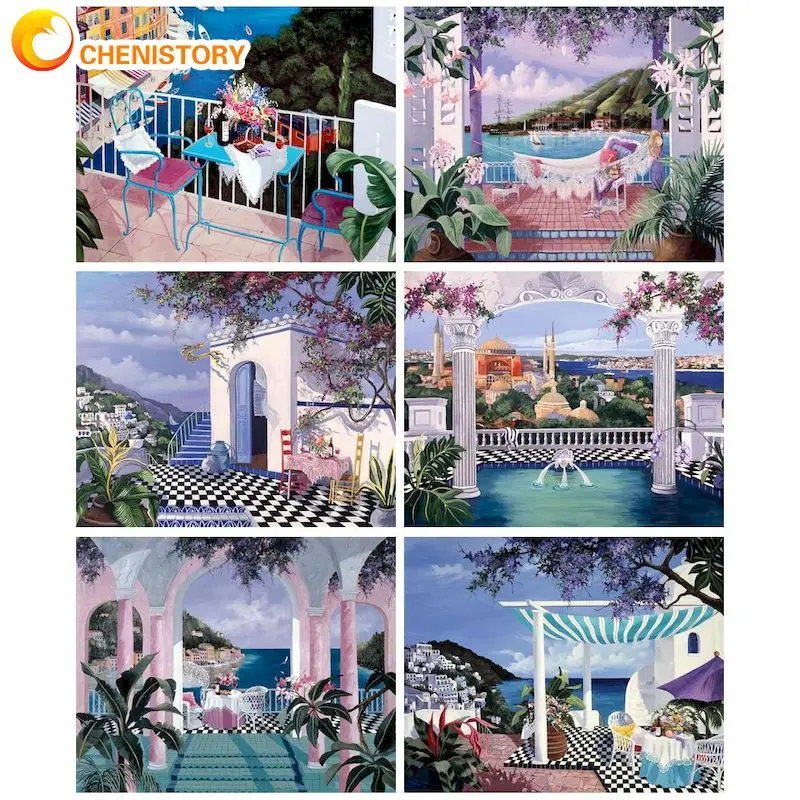 CHENISTORY Paint By Number For Adults Diy Large Size Pictures By Numbers  Seaside Scenery Kits Drawing On Canvas Home Decor Art G - AliExpress