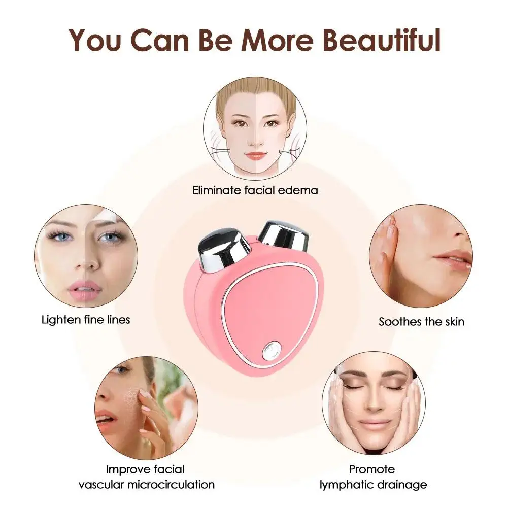 Portable Electric Face Lift Roller Massager EMS Microcurrent Sonic Vibration Facial Lifting Skin Tighten Massage Beauty Devices images - 6