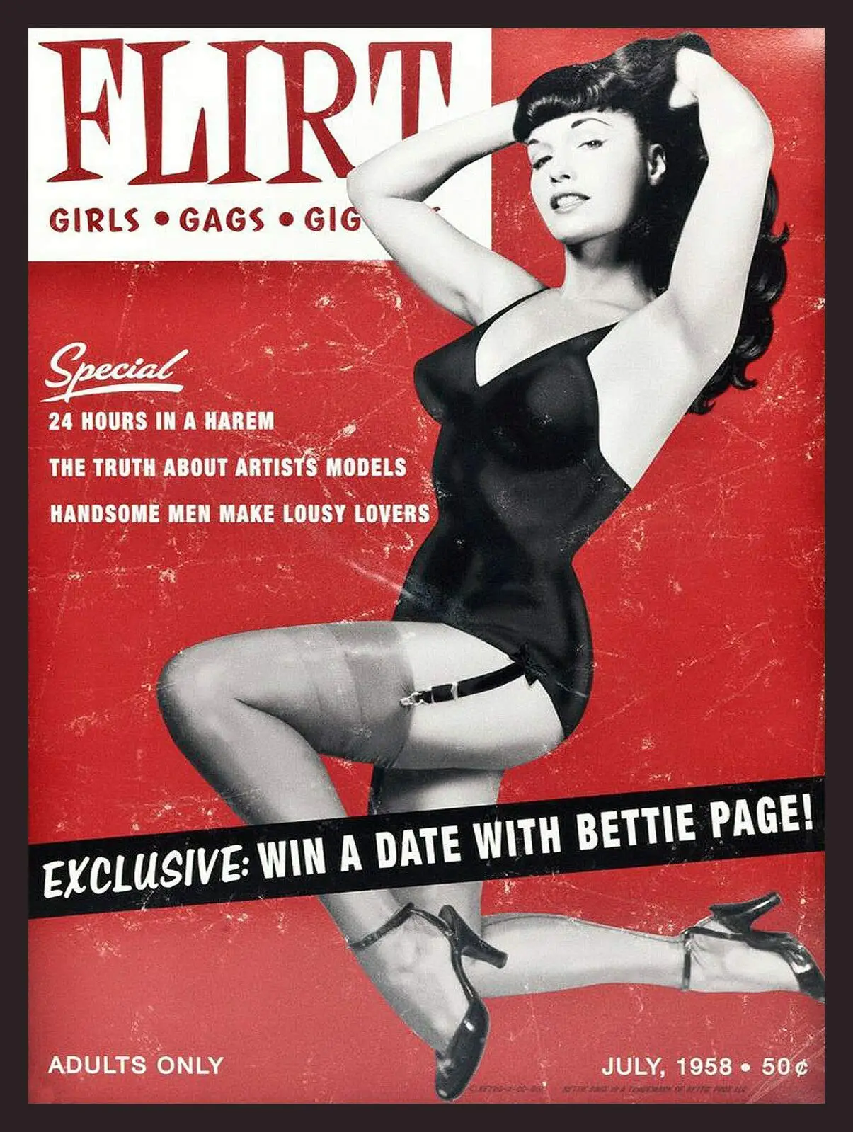 

Keviewly Flirt Bettie Page Retro Vintage Plaque Man Cave Metal Tin Sign 12" X 8"