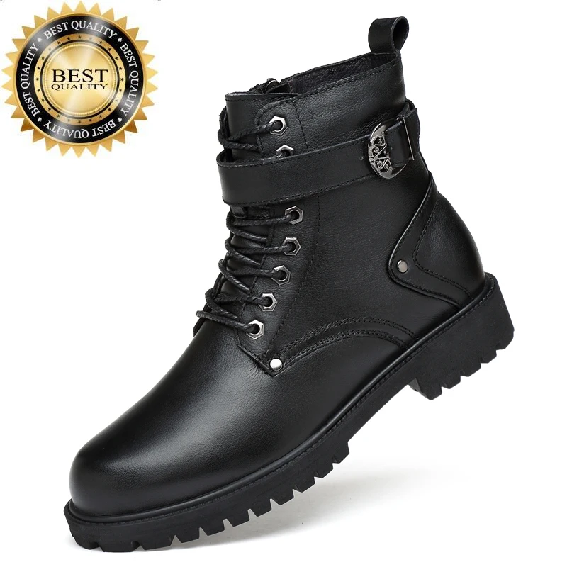 

Boots Trend Men's Genuine Leather Fashion and Comfortable Warm Shoes High Top All-match Casual Comfy Motocross