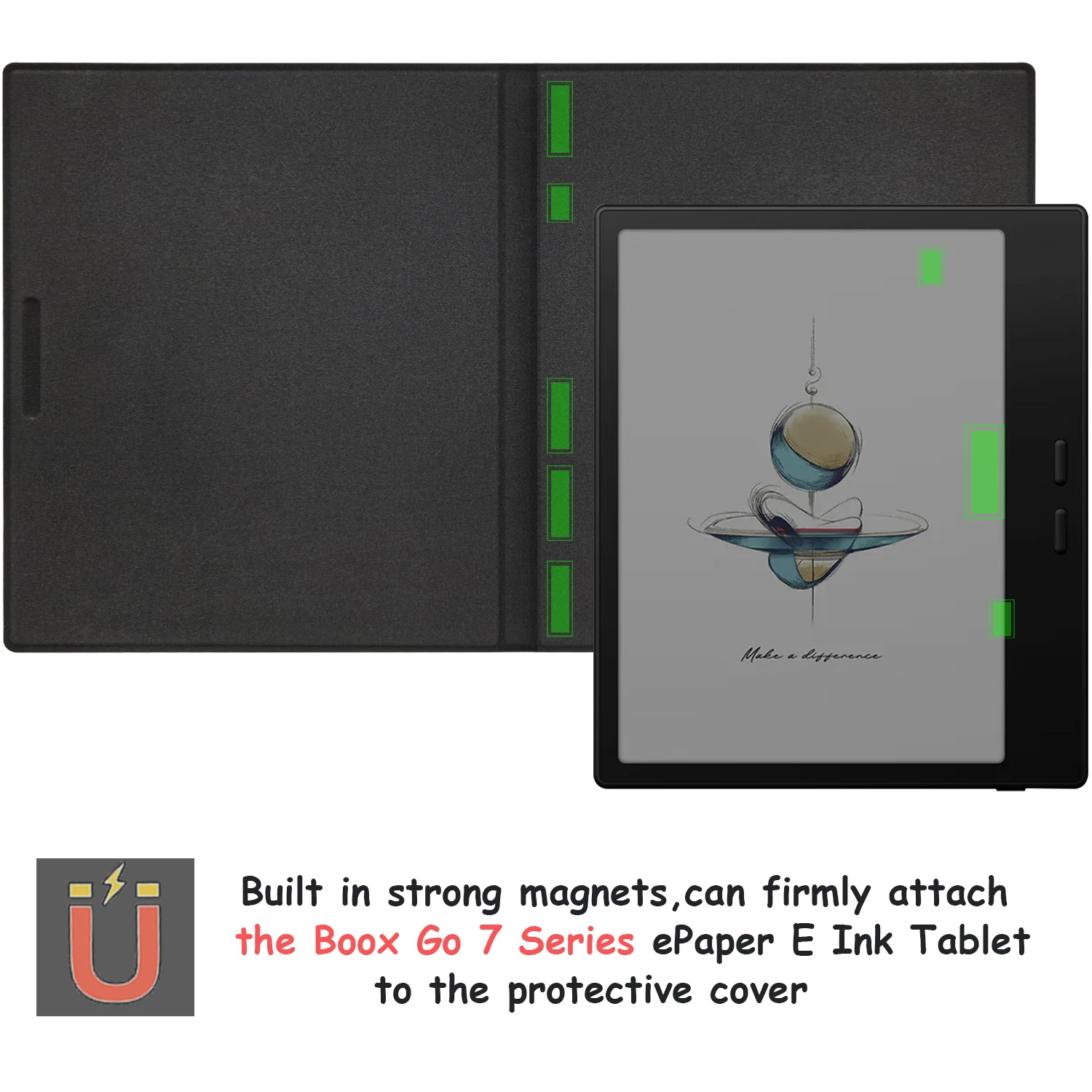 Magnetische Lederhülle für 7'' Onyx Boox Go 7 / Boox Go Color 7 (Gen II/Gen I 2025/2024), ultradünne Hülle mit automatischer Sleep/Wake-Funktion – Detail 3