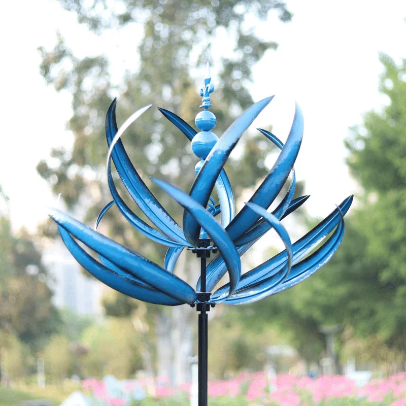 New Harlow Wind Spinner Metal Windmill 3D Wind Powered Kinetic Sculpture Lawn Metal Wind Solar Spinners Yard Garden Decoration