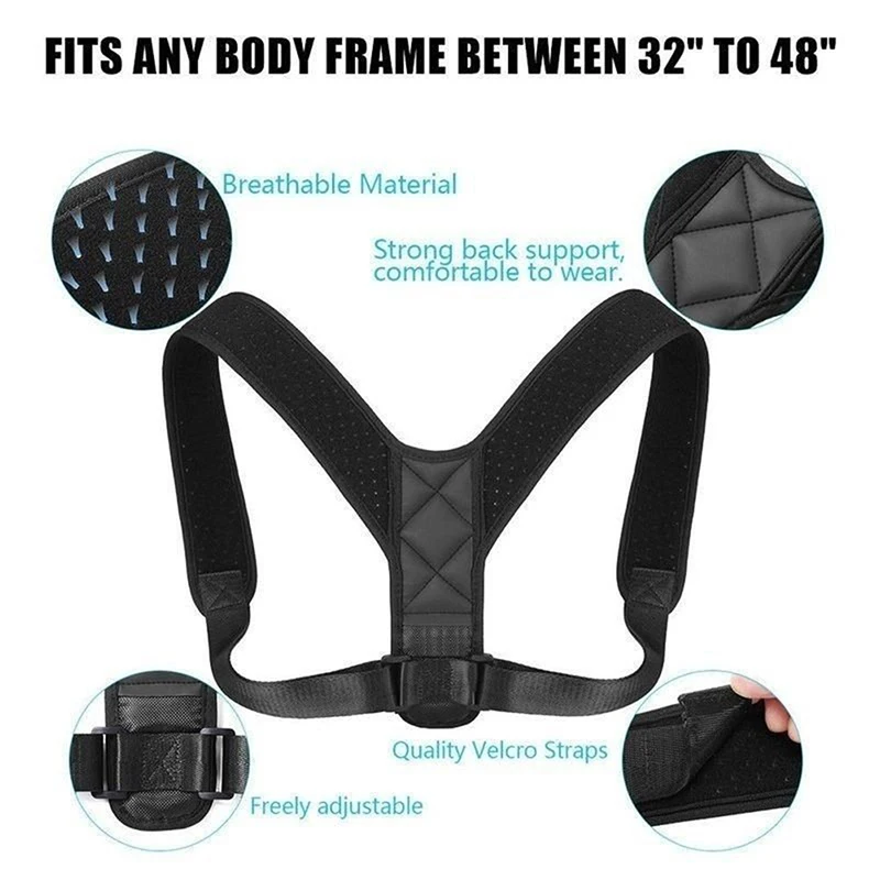 Adjustable Back Brace Support Invisible Shoulder Posture Corrector Unisex Spine Neck Health Correction Belt Home Office Sport 4