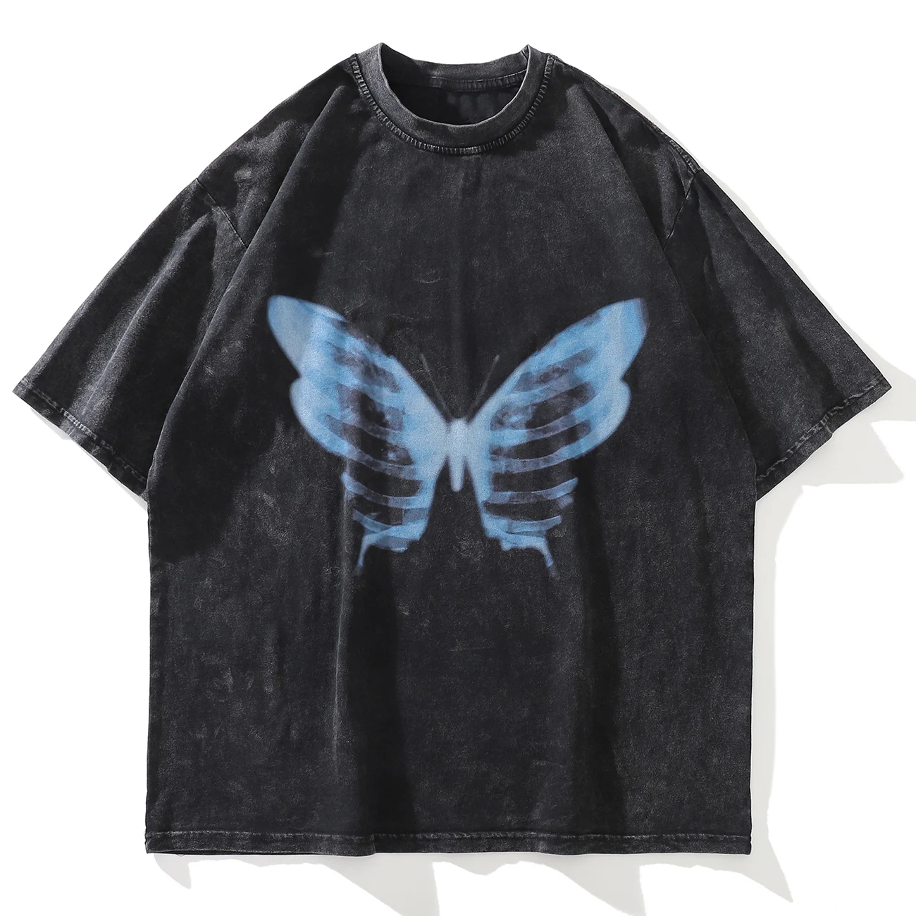 

LACIBLE Fashion Skull Butterfly Washed Graphic Pure Cotton Multicolor Short Sleeve Tops Summer Hot Selling Tee For Men Women