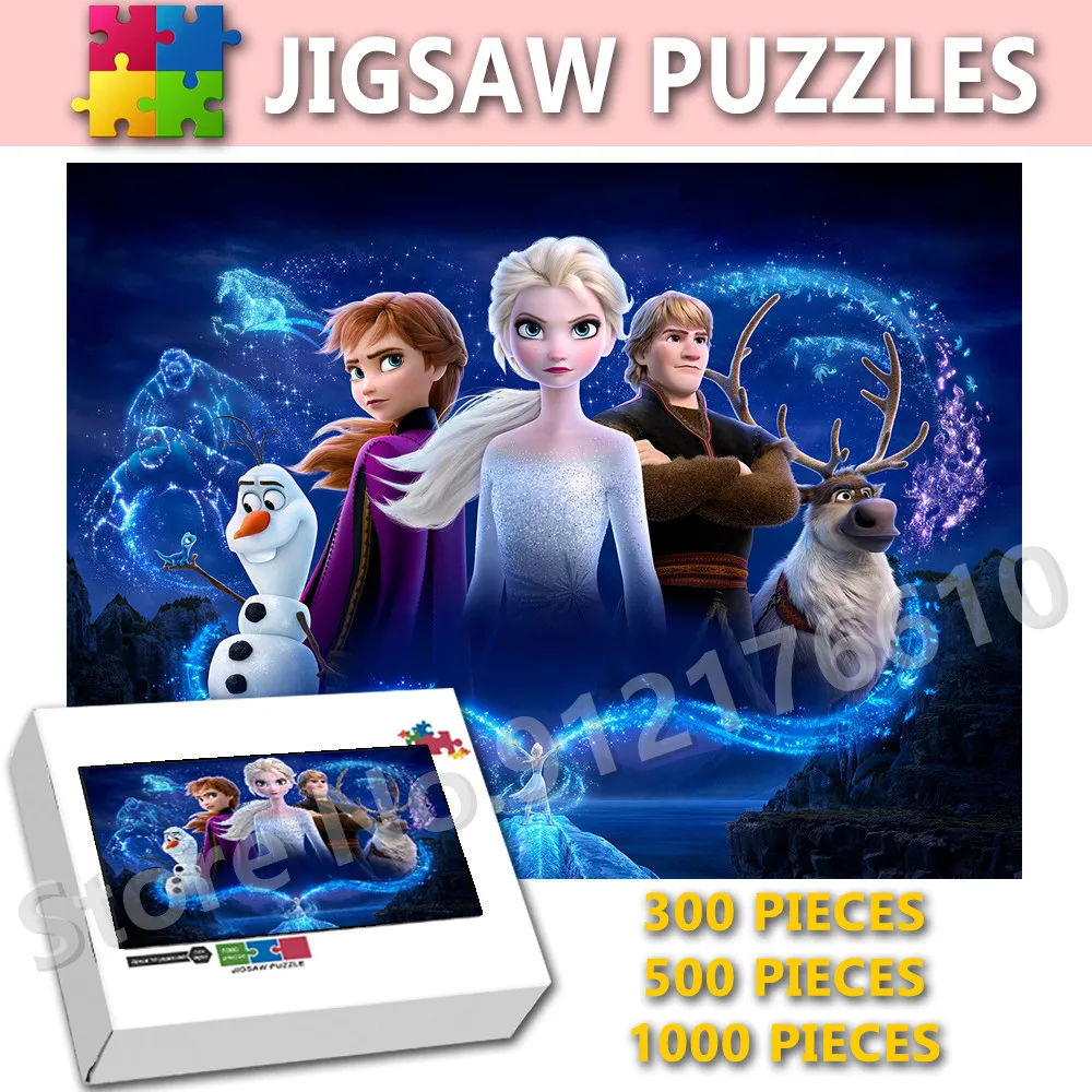 

Disney Ice Queen Paper Puzzle Frozen Cartoon Jigsaw Puzzles 300/500/1000 Pcs Kids Adult Game Decompress Educational Gifts Toys