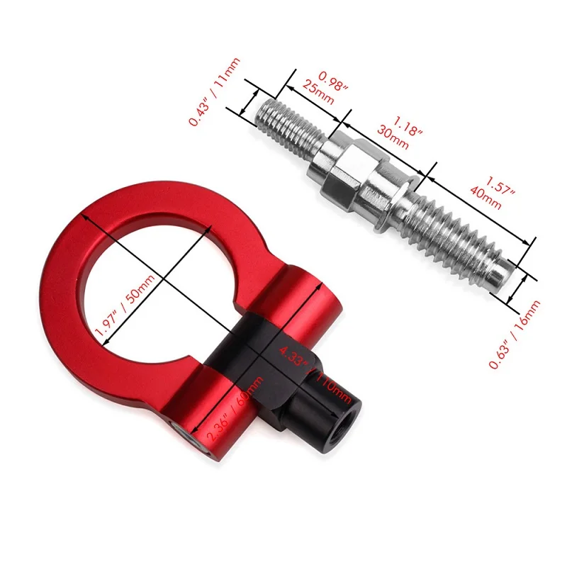 Screw-On Front or Rear Racing Tow Hook KIT For MINI Cooper R50/R52/R53/R55/R56 02-09 rear tow hook car winch hook