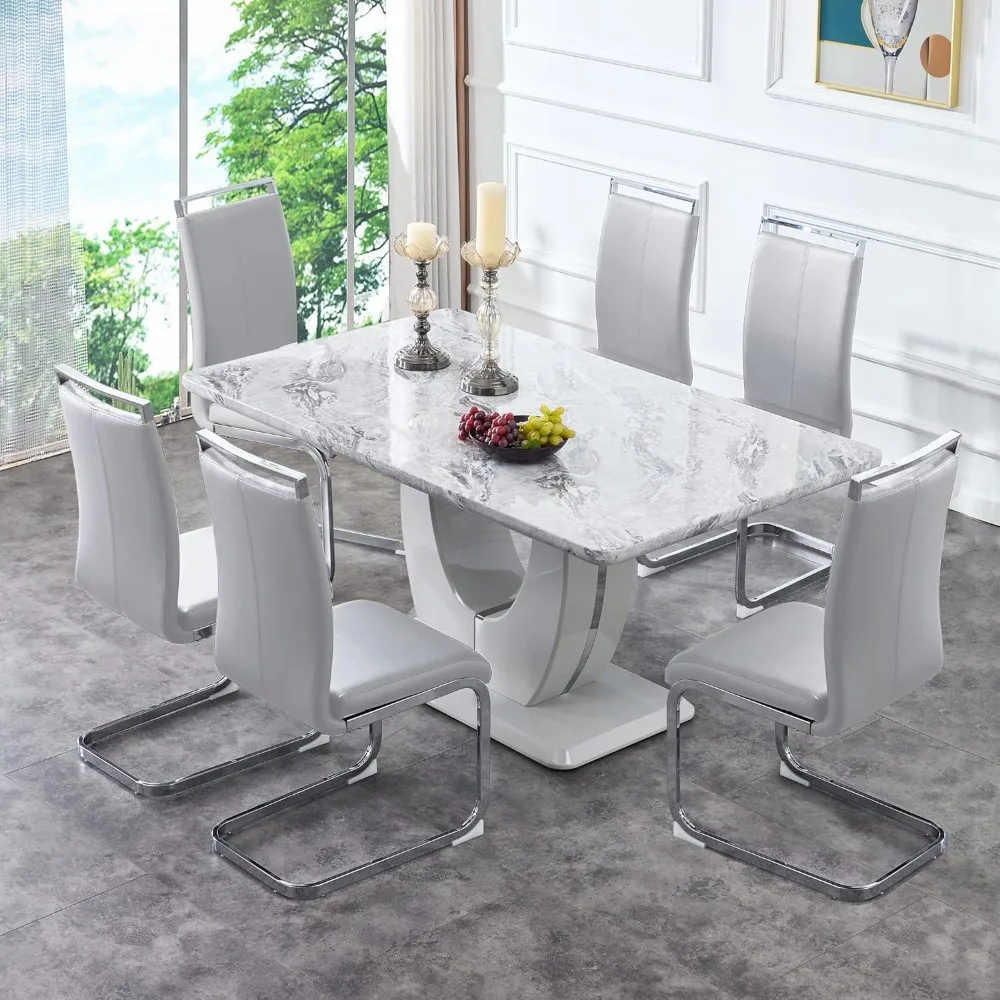 Description Picture 2 of itemLuxury Dining Tables Big Kitchen Dining Table for 6-8 With MDF Base Table and Chair Set Dinning Room Furniture Restaurant Home