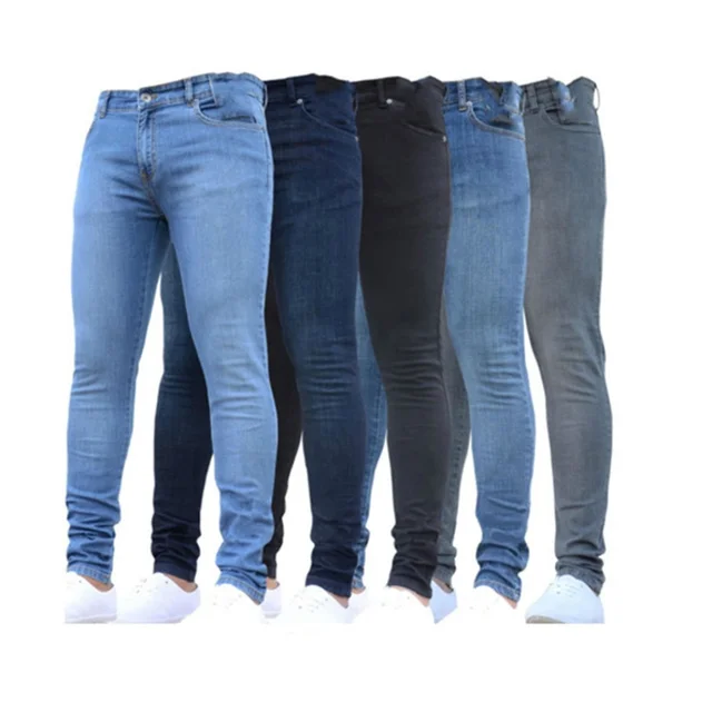 Man Pants Retro Washing Zipper Stretch Jeans Casual Slim Fit Trousers Male Plus Size Pencil Pants Denim Skinny Jeans for Men 1