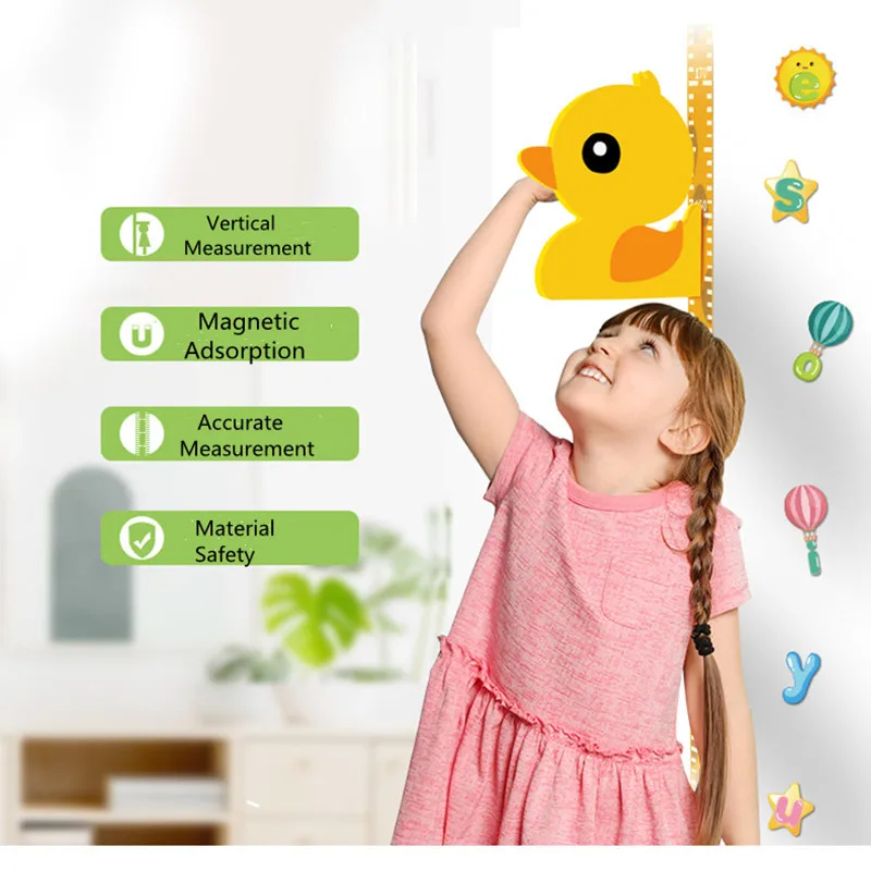 Kids Room Decoration Wall Sticker Baby Height Vertical Measuring Ruler EVA Foam Movable With Magnet For Boys And Girls Gift