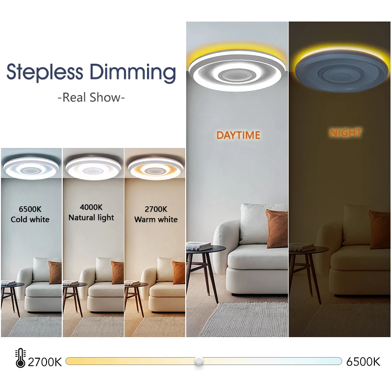 TUYA RGB Ceiling Light with Speaker APP Remote Control Stepless Dimming Large Size Backlight Design Smart Lamp for Living Room