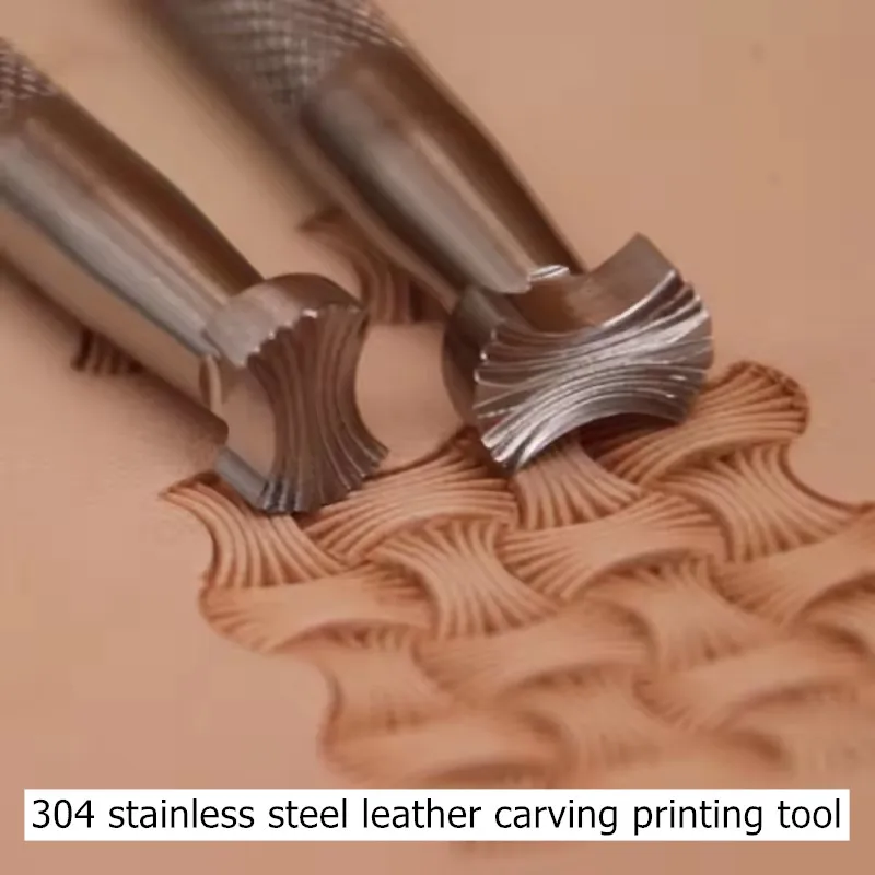 304 Stainless Steel Leather Stamping Tool Used For Leather Carving DIY Metal Punch With Woven Pattern Embossed Metal Seals