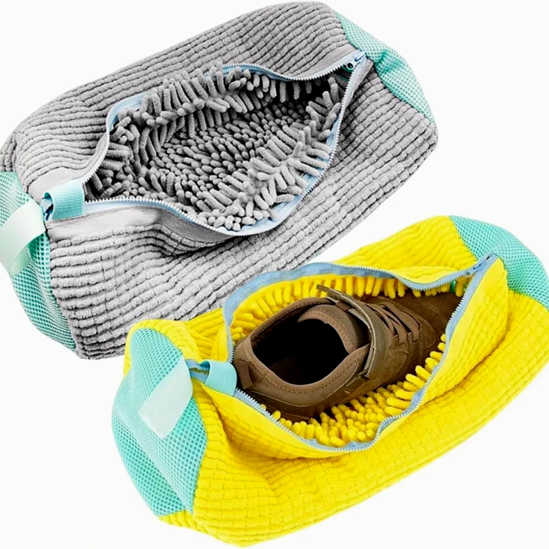 Shoe Washing Bag Zipper Laundry Bags Washing Machine Shoes Protector Fluffy fibers Polyester Closure Shoes Cleaning Bags 1/2PCS shoe washing bag laundry bag