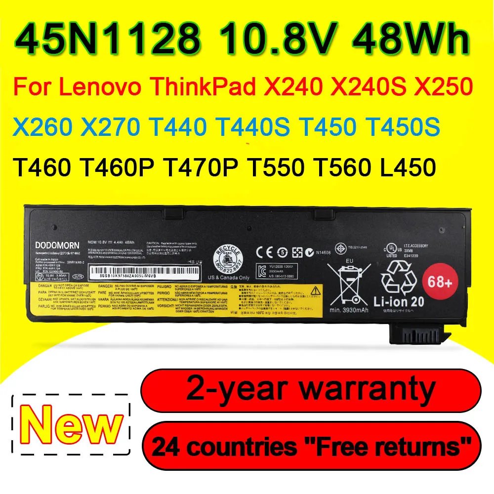 

4400mAh 45N1128 45N1734 Battery For Lenovo ThinkPad X240 X240S X250 X260 X270 T440 T440S T450 T450S T460 T460P T470P T550 T560