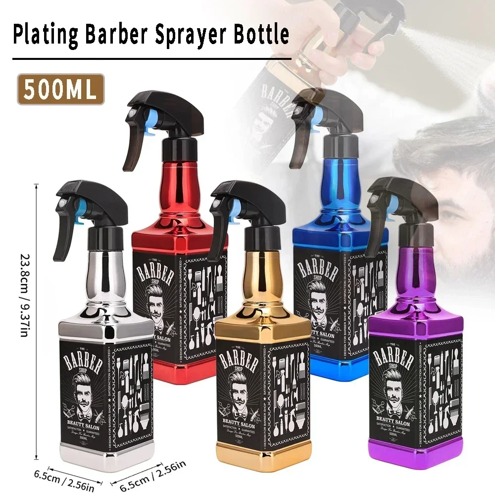 500ML Plating Barber Haircut Spray Bottle Empty Continuous Atomizer Water Sprayer Salon Hairdresser Accessories Barber Tools Hairdressing Spray Bottle Spray Bottle