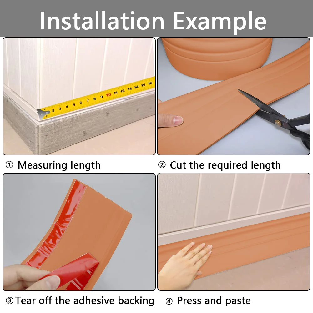 Decorative 3-Meter Skirting Board with Self-Adhesive Backing and Anti-Collision Design