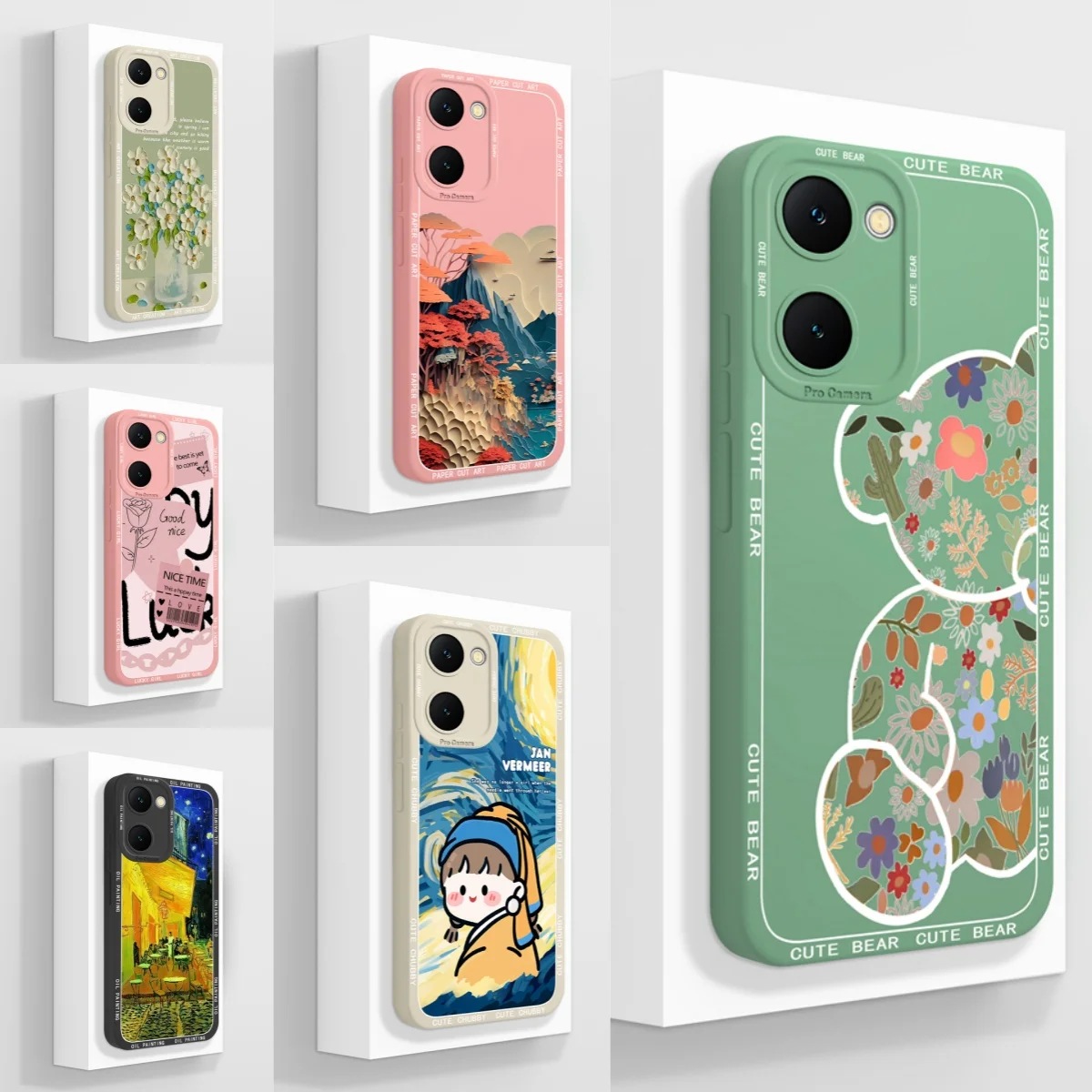 Colorful Flower Bear Girl Durable Drop-Resistant Soft Bumper Case
