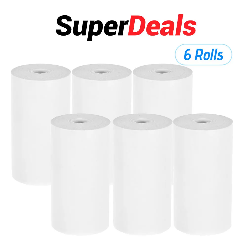 6 Rolls Thermal Receipt Paper Roll 57*30mm (2.17*1.18in) Bill Ticket Printing for Cash Register POS Receipt Printer