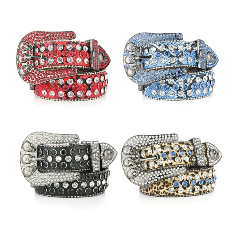 

Skull Buckle Belts for Woman Man Luxurious Belt for Coat Jeans Cowboy Cowgirl