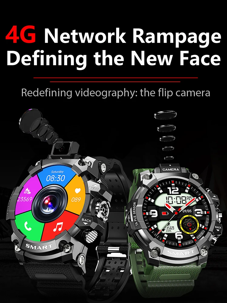 Rainbuvvy Q999 4G LTE Ʈ ġ ȵ̵ 9.0 4GB RAM 64GB ROM 1.6 &IPS  ġ ũ GPS Wifi 13MP ī޶ Smartwatch