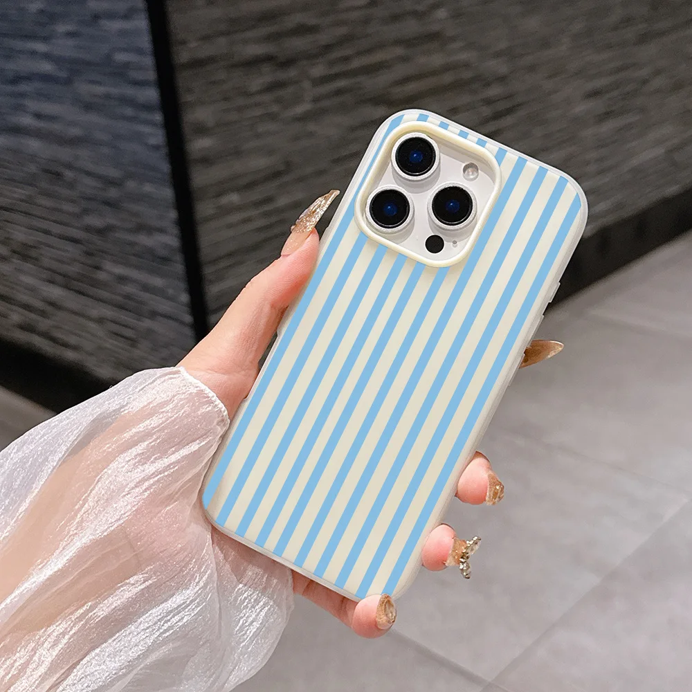Stylish Blue and White Striped Silicone Fashion Phone Case