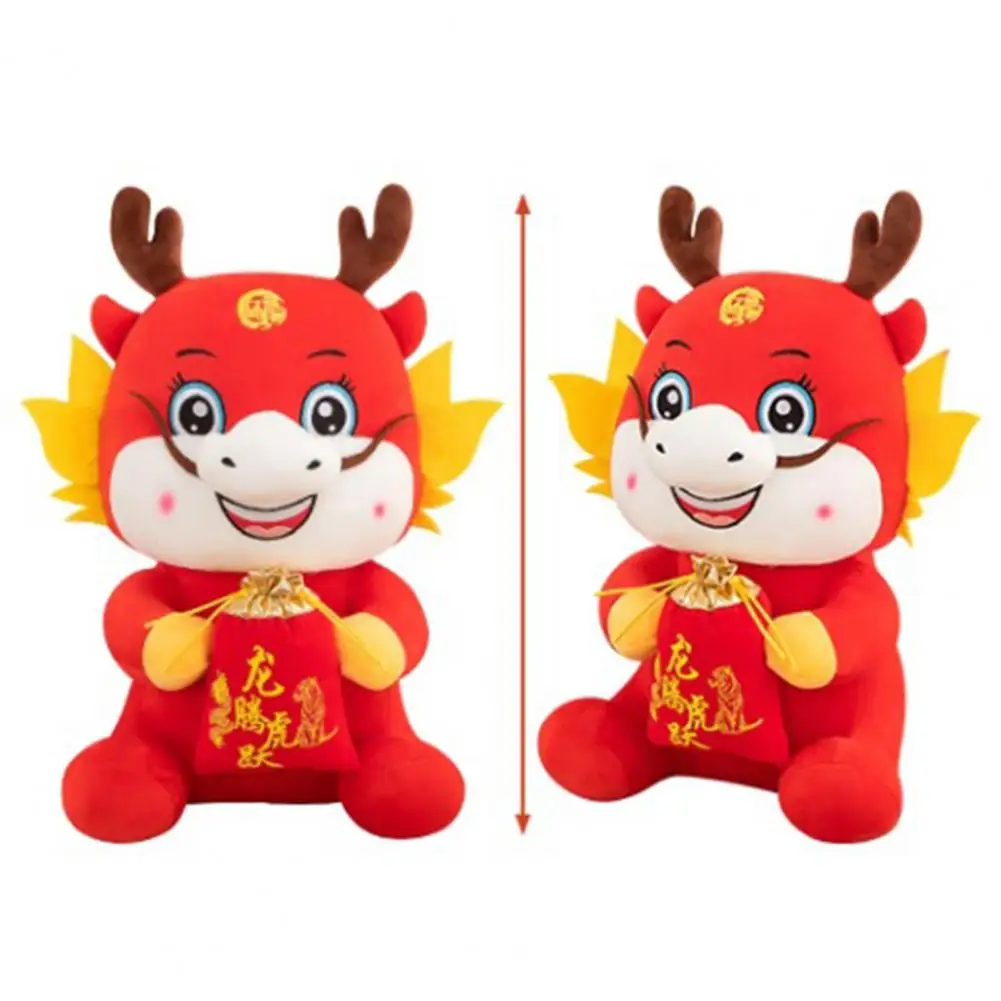 

Bronzing Text Dragon Toy 2024 Year Zodiac Dragon Plushies Lucky Bag Standing Posture Stuffed Dolls for Festival Home Decoration