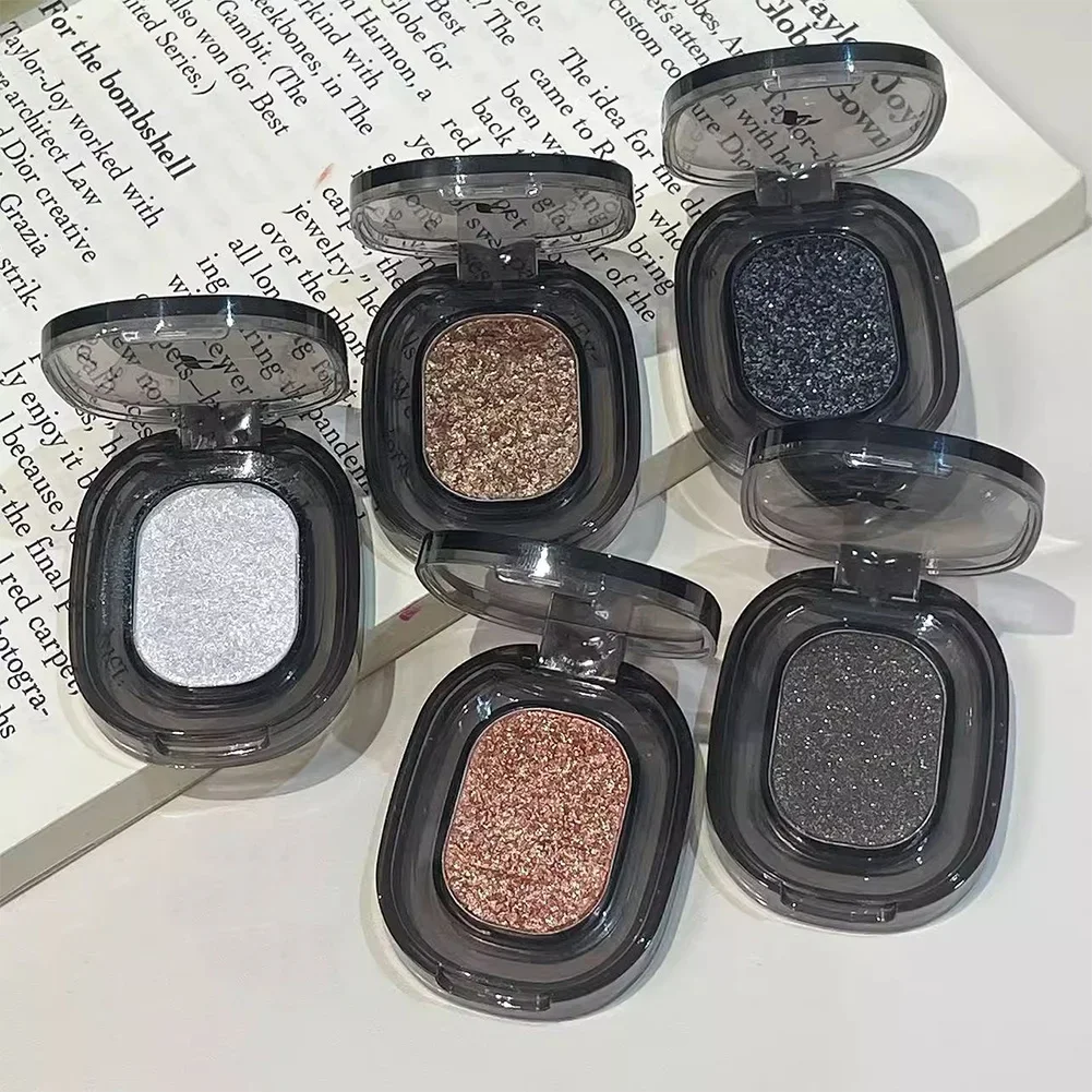 Description Picture 4 of itemMetallic Smoky Monochrome Eyeshadow Palette Glitter Punk Black Eye Shadow Palette Shimmer Pearl Eye Makeup Shiny Silkworm Shadow