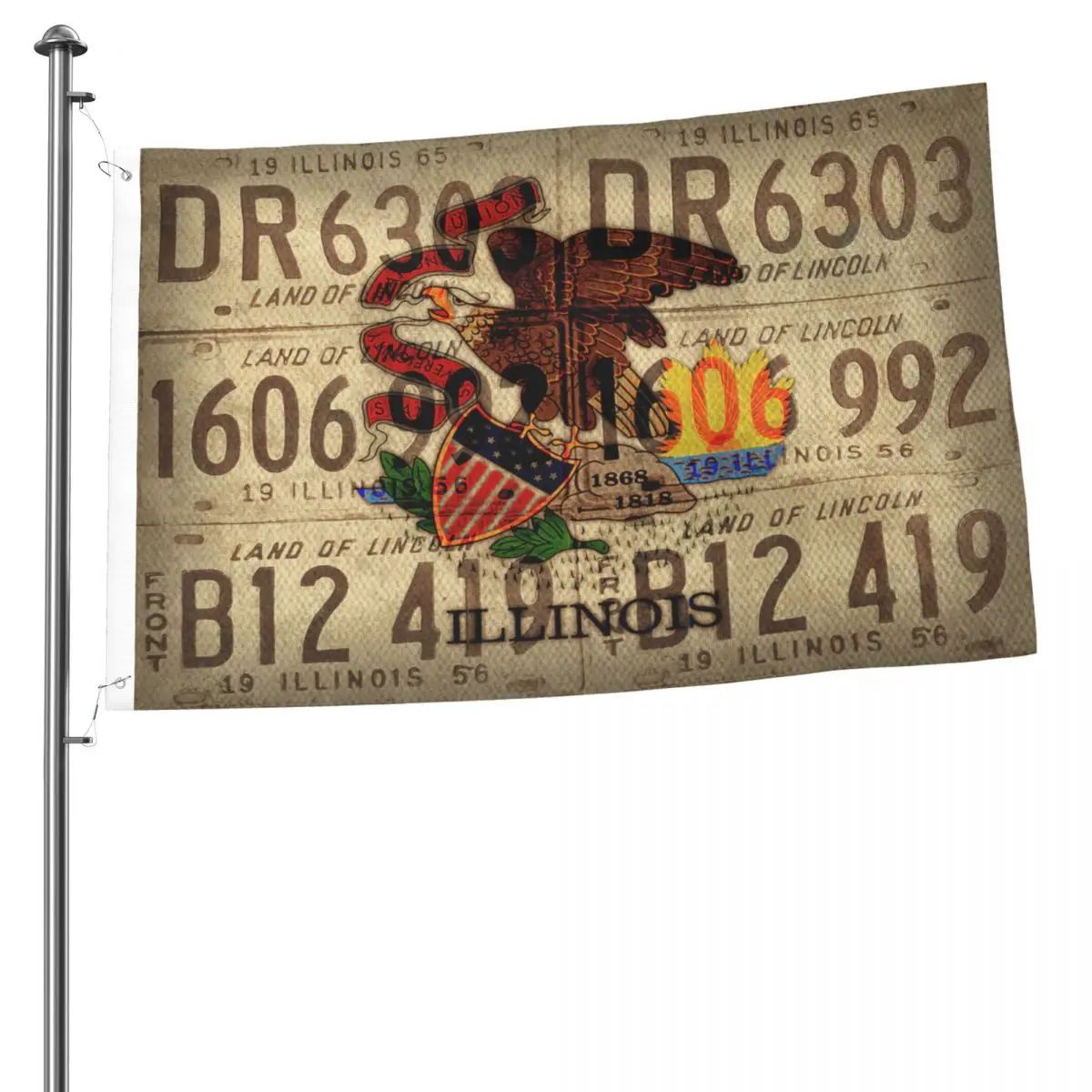 

Illinois State Flag License Plate Art Flag Garden Flag Brass Grommets 2x3FT Flag Double-Sided Flag