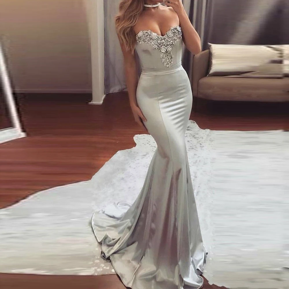 

Vestidos De Gala Gray Long Prom Dress With Lace Neckline Custom Made Sexy Mermaid Evening Dresses 2023 Vestidos De Fiesta