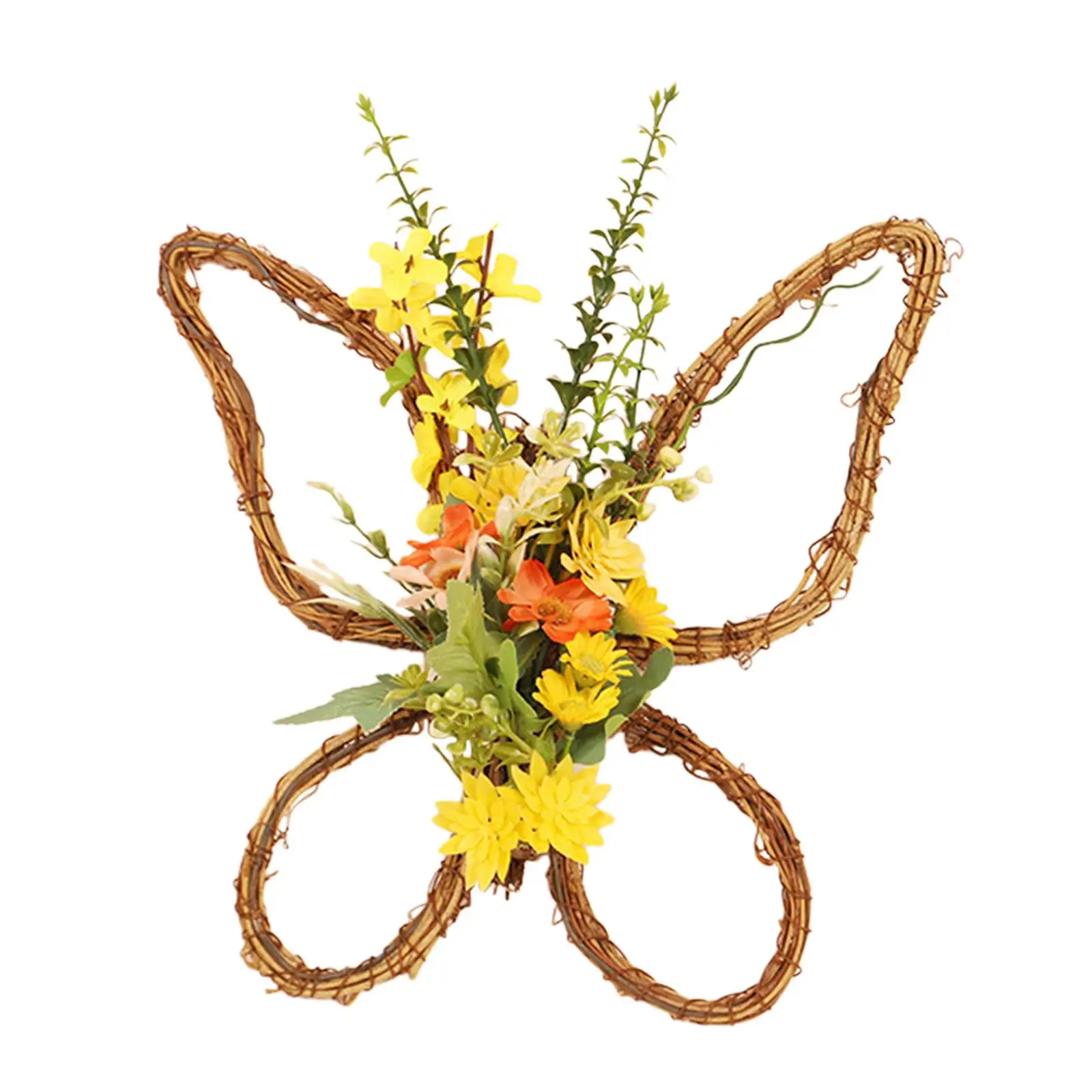 Easter Wreath Outdoor Decoration Door Ornaments Butterfly Shaped Artificial Flower Wreath for Home Farmhouse Office Wall Spring