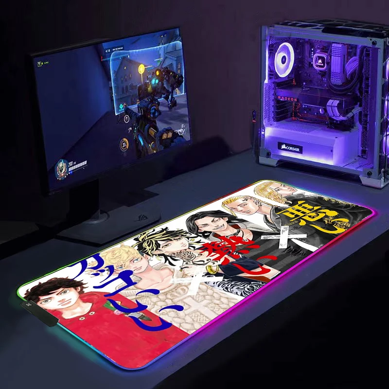 

Anime Tokyo Revengers RGB LED Mousepad Mause Pad Alfombrilla Gaming Accessiores Mouse Pad XXL Podkladka Pod Mysz Tapis De Souris