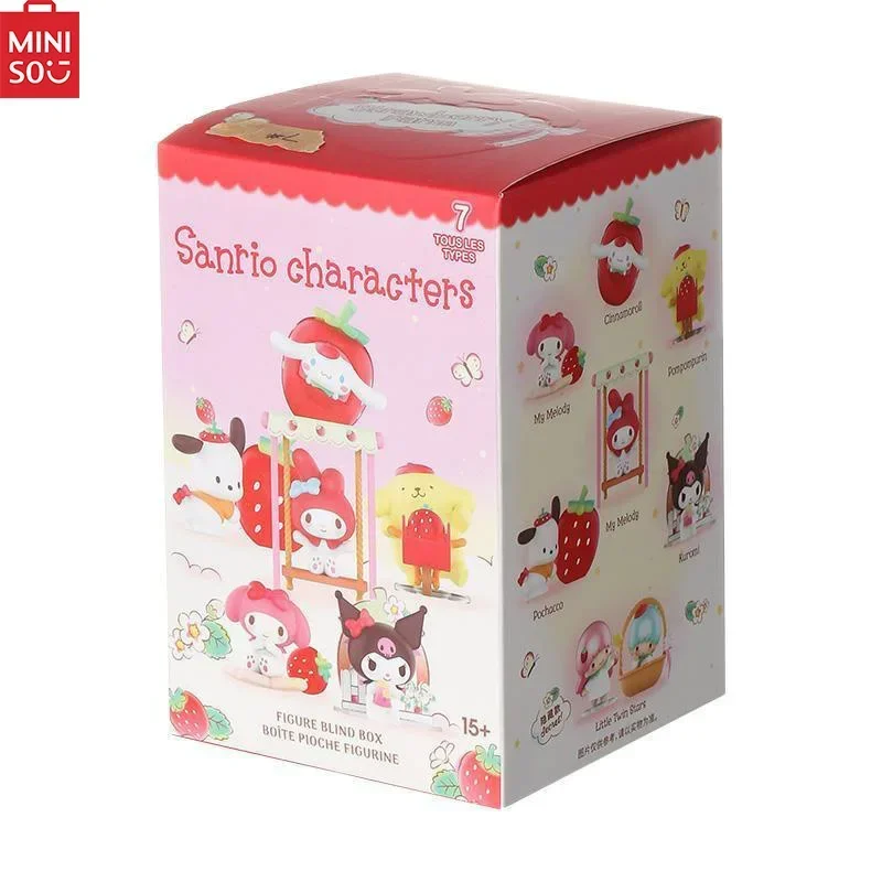MINISO 산리오 딸기 매너 블라인드 박스, 시나모롤 멜로디 쿠로미 포차코 폼푸린 블라인드 박스, 탁상 장식, 핫 세일