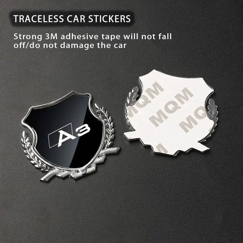Car Side Modification Sign Triangular Metal Sticke For Audi A3 A7 A6 A5 A4 A8 8V 8I 8P 2018 2019 2023 2024 Car Accessories Logo