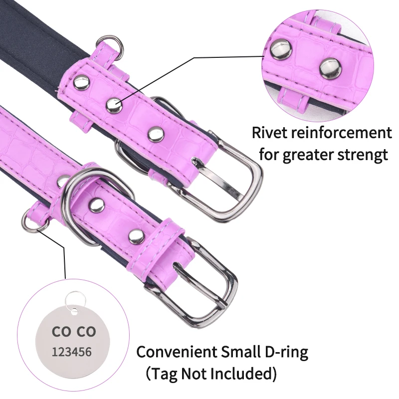 Personalisiertes ID-Tag-Hundehalsband mit Knochenmuster, weich gepolstert, personalisiertes Namensschild, ID-Hundehalsbänder aus Leder für kleine, mittelgroße und große Hunde – Detail 7