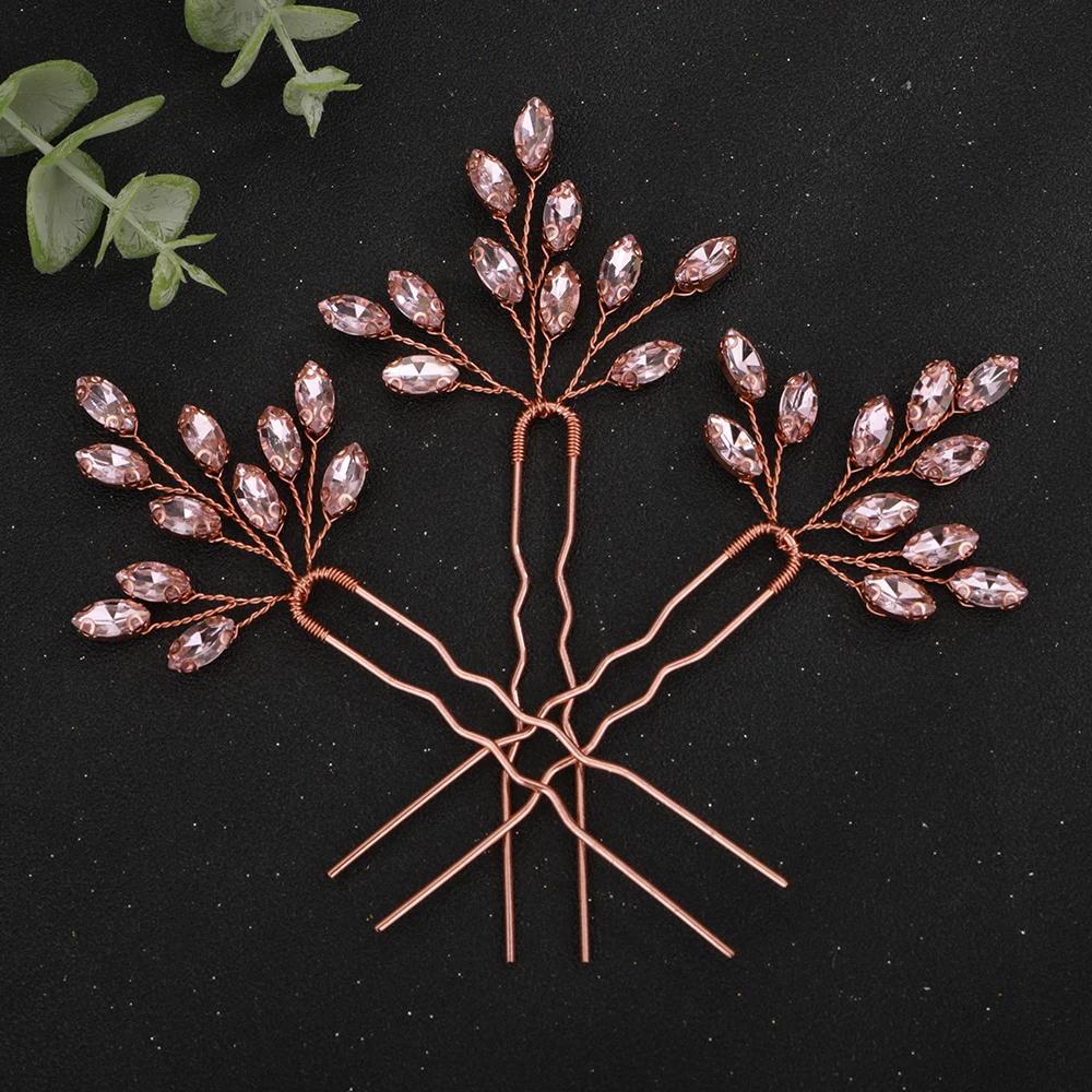 Vintage Gold Rhinestone Hair Pins for Wedding Hair Accessories Red Bridal Headpiece Handmade Blue Headdress Jewelry Silver Tiara